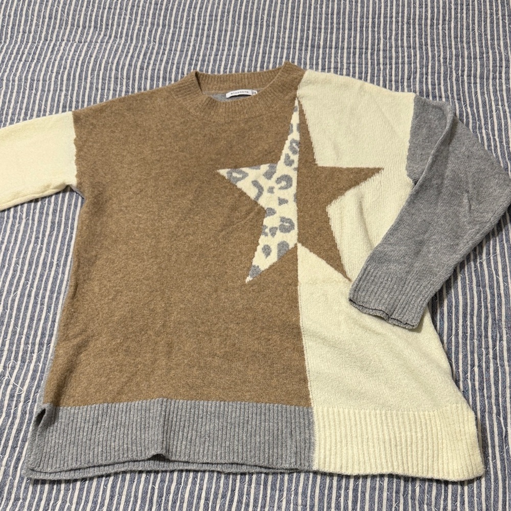 Staccato Tan and Gray Knit Sweater